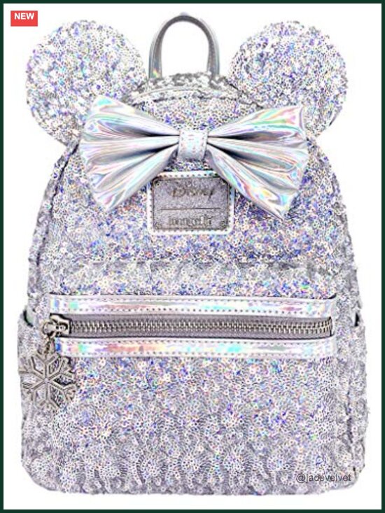 Disney Minnie Mouse Sequin Faux Leather Mini Backpack 9x10.5x4.5